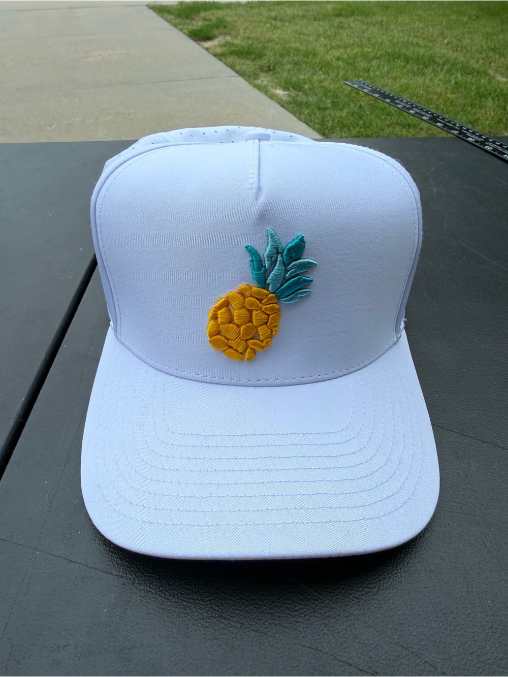 Waggle White pineapple embroidered cap with adjustable strap